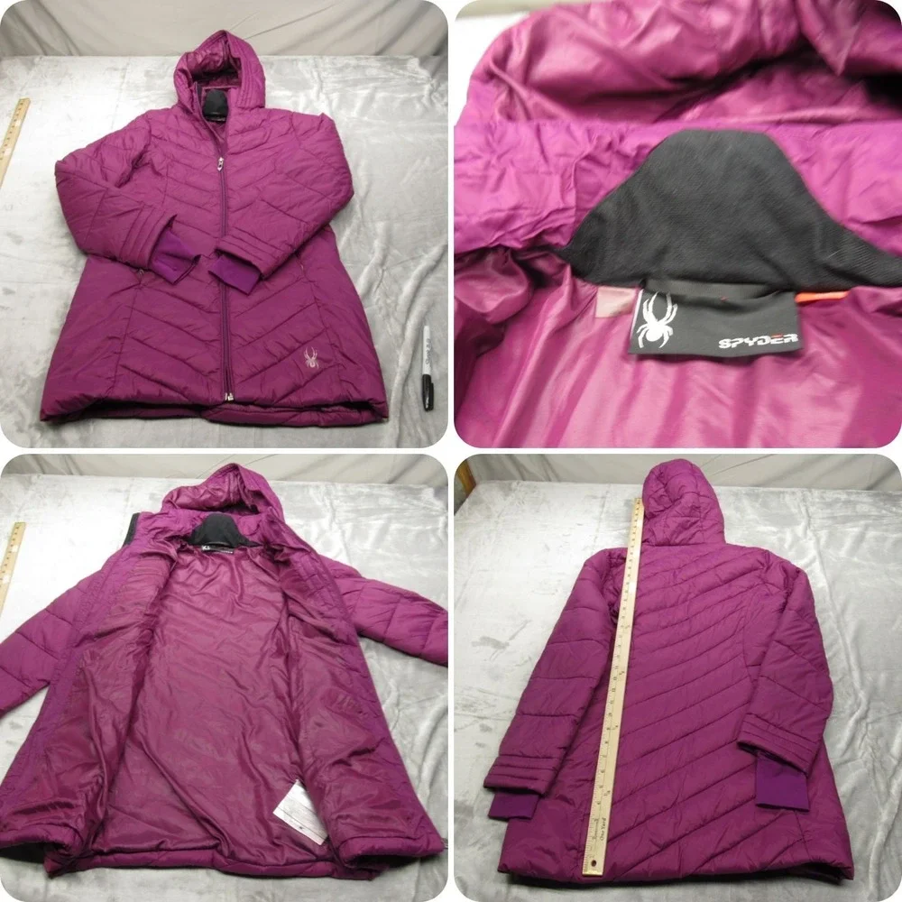 Spyder Jacket Kids Large Purple Insulated Thumbholes Hooded Quilted Puffer‎